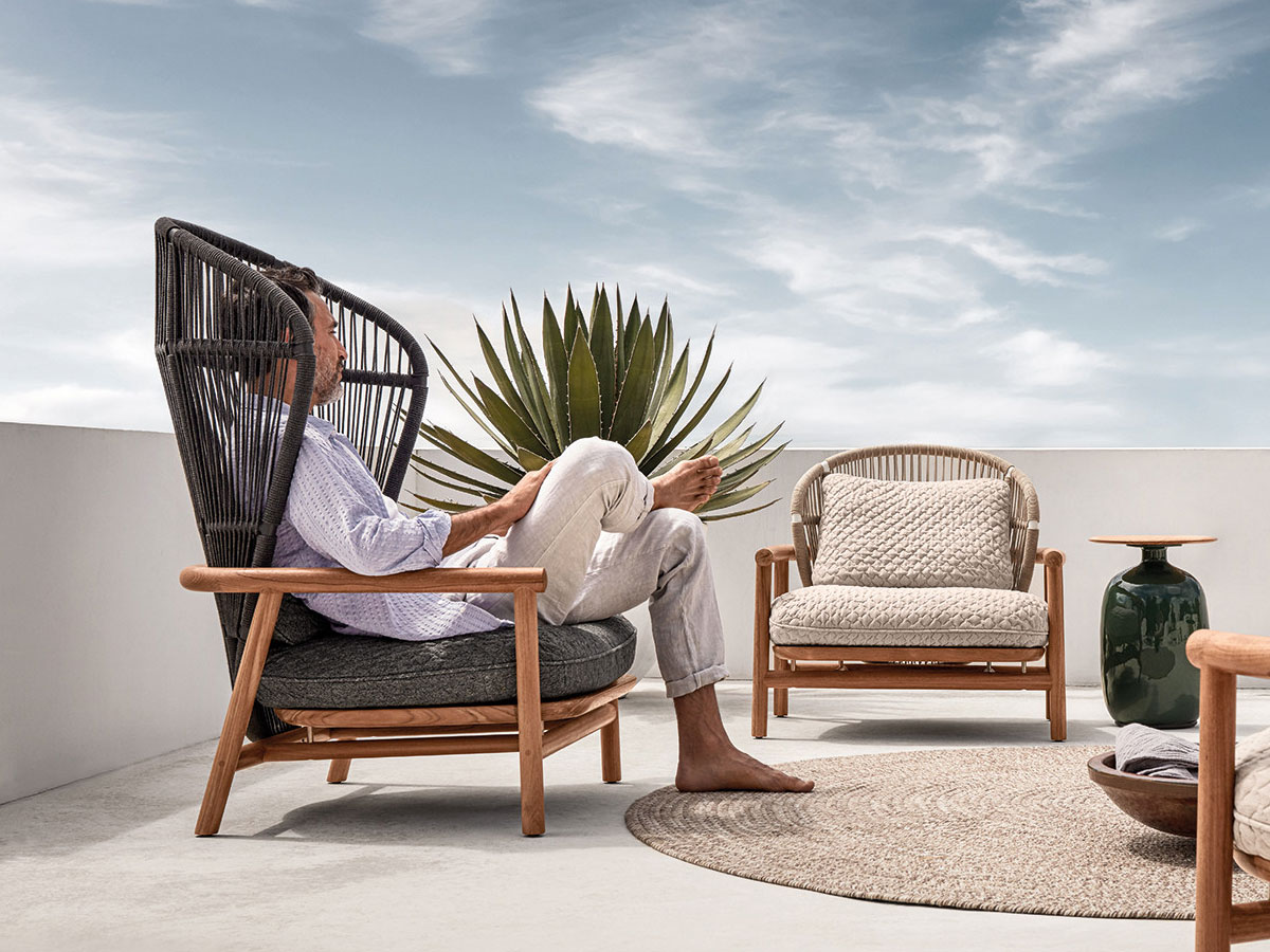 Gloster Fern High Back Lounge Chair Dune Raven Wave Quarry