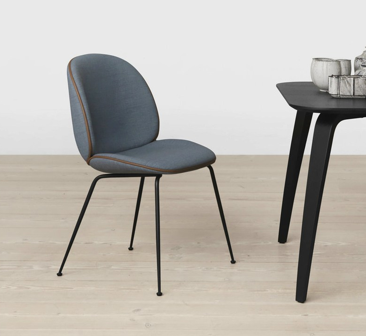 Gubi Beetle Dining Chair Fully Upholstered Conic Base