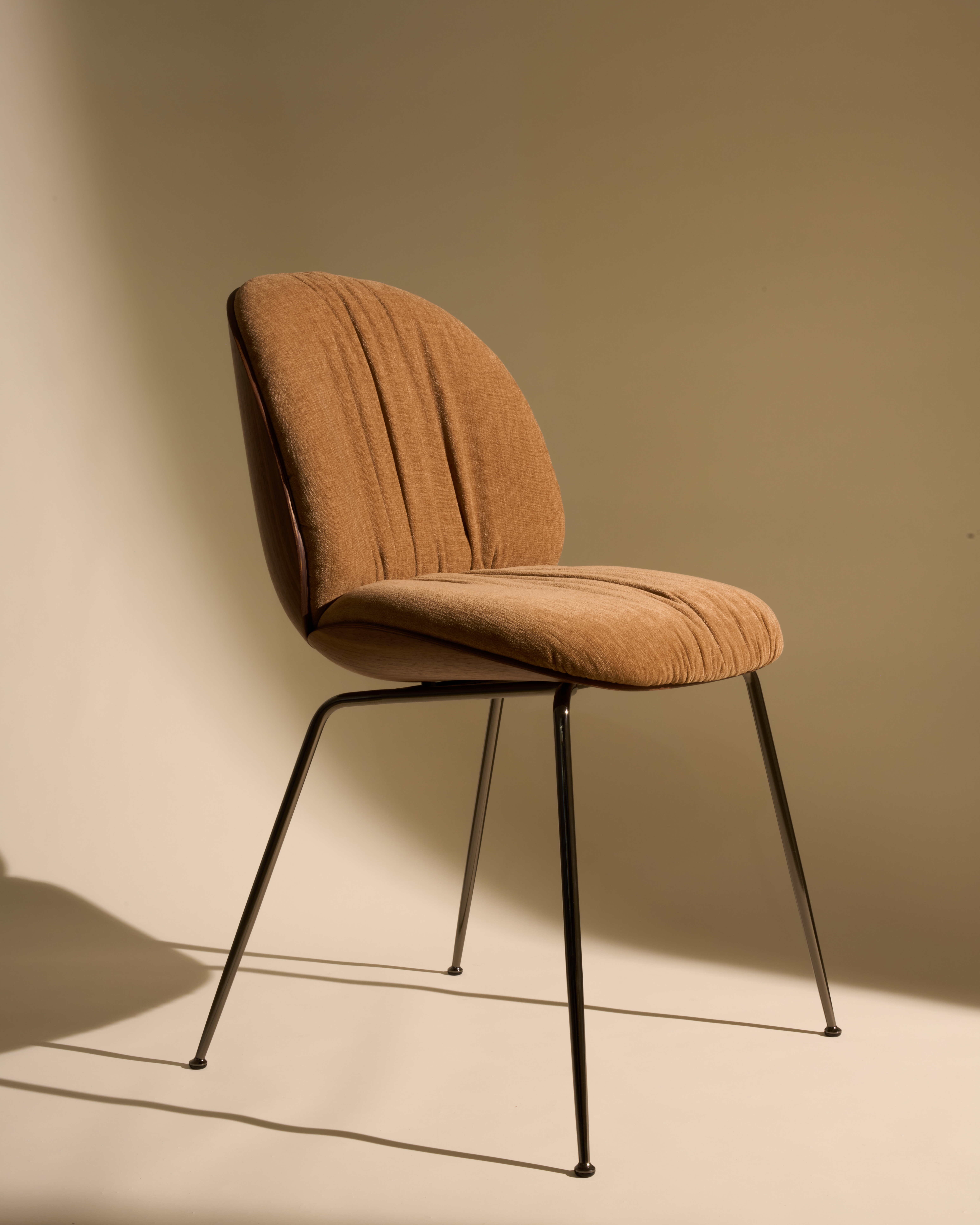 Gubi Beetle Soft Dining Chair Wood Shell Conical Base