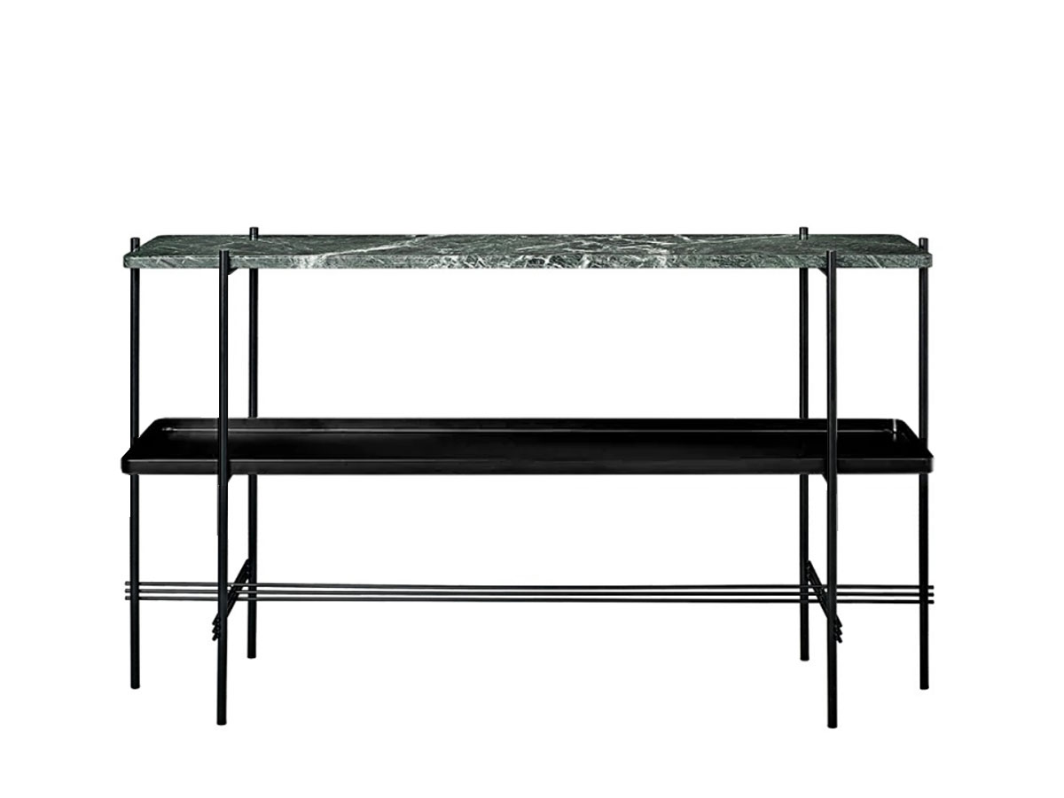 Gubi Ts Console 120x30 2 Rack W Tray Green Guatemala Marble Black