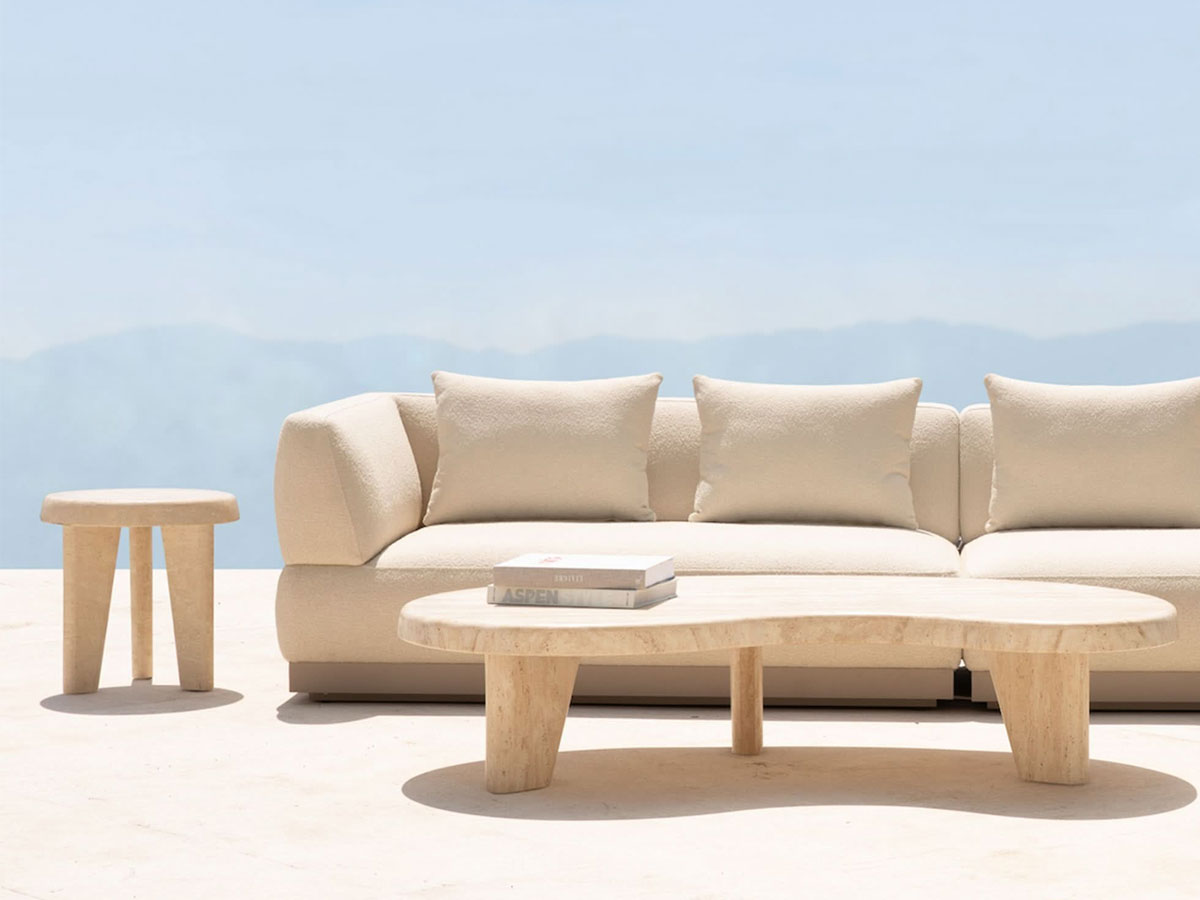 Harbour Lucca Round Side Table Natural Travertine