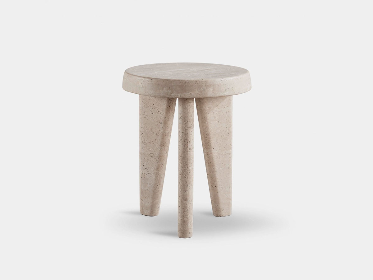 Harbour Lucca Round Side Table Natural Travertine