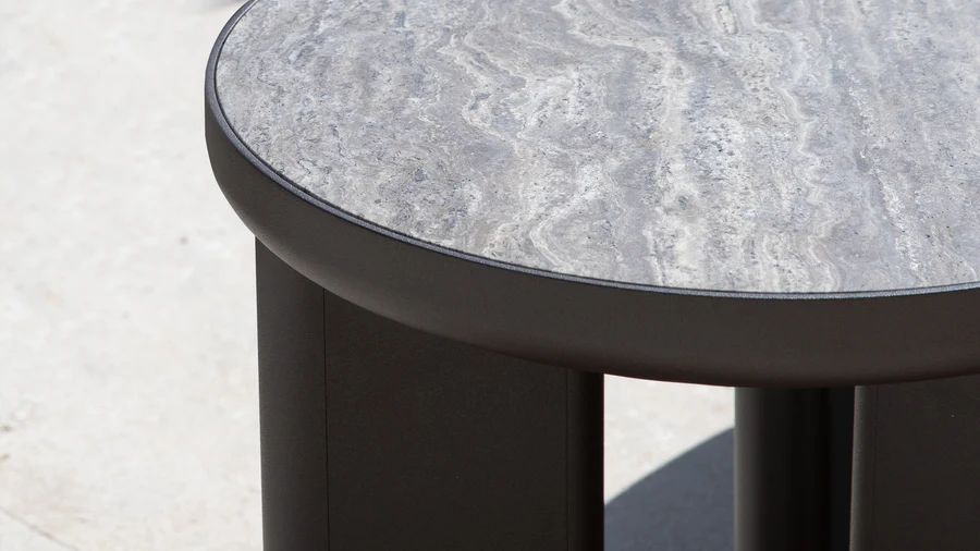 Harbour Moab Side Table Bronze Travertine Dark Grey