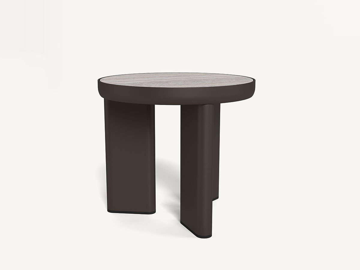 Harbour Moab Side Table Bronze Travertine Dark Grey