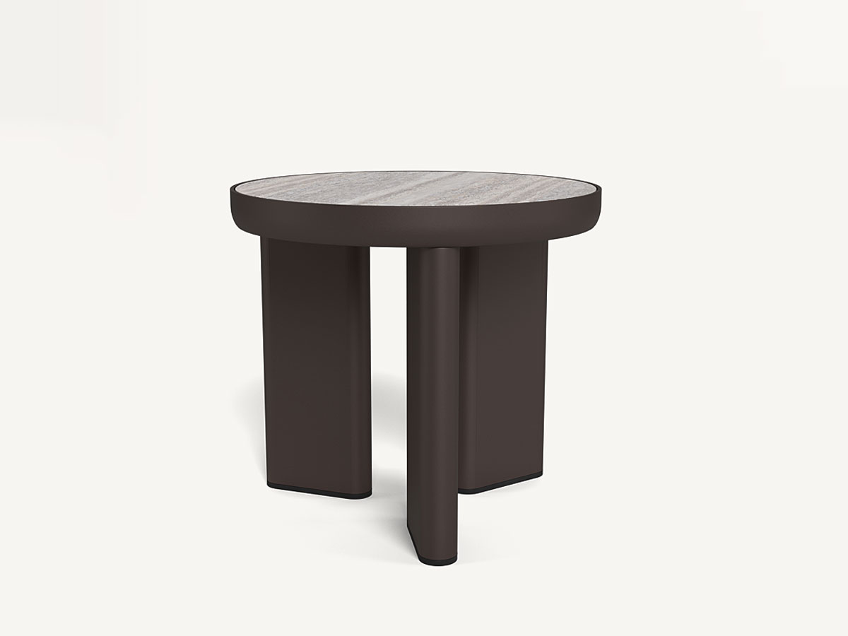Harbour Moab Side Table Bronze Travertine Dark Grey