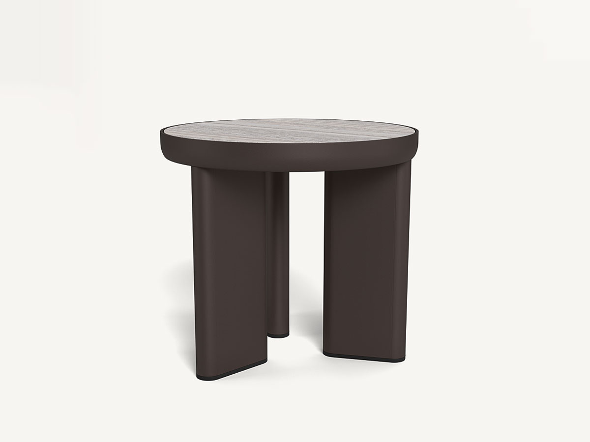 Harbour Moab Side Table Bronze Travertine Dark Grey