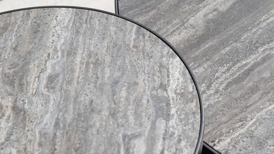 Harbour Moab Side Table Bronze Travertine Dark Grey