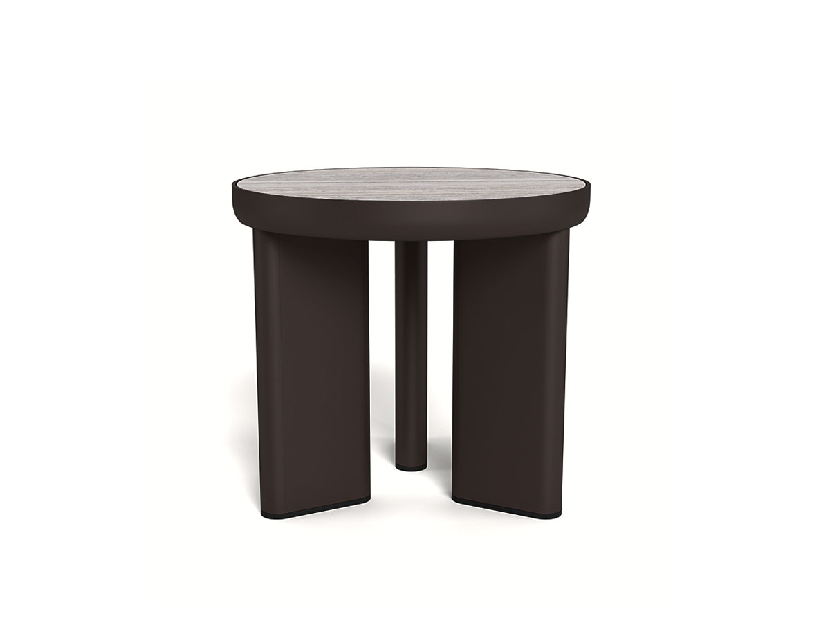Harbour Moab Side Table Bronze Travertine Dark Grey