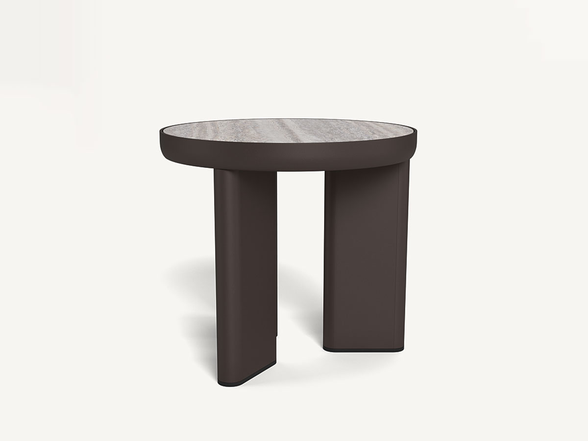 Harbour Moab Side Table Bronze Travertine Dark Grey