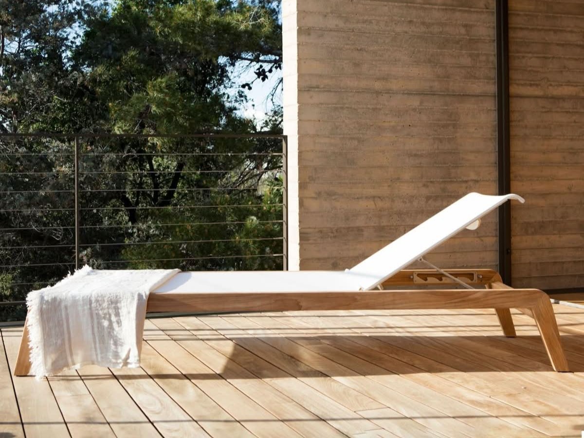 Harbour Pacific Teak Angled Sun Lounge