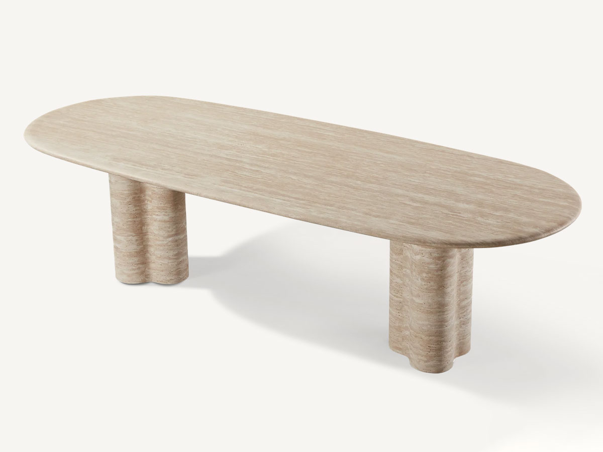 Harbour Porto Pill 108 Dining Table Natural Travertine