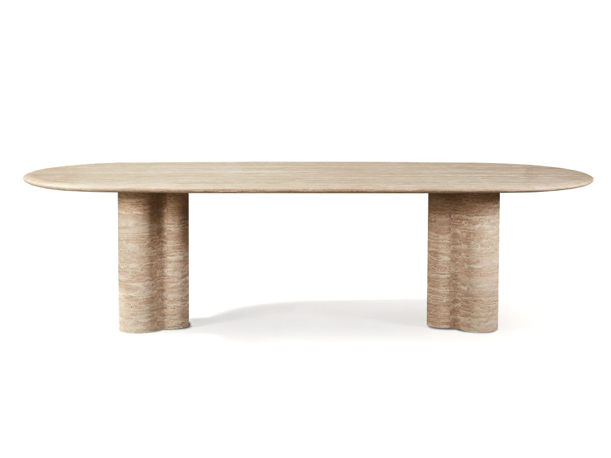 Harbour Porto Pill 108 Dining Table Natural Travertine