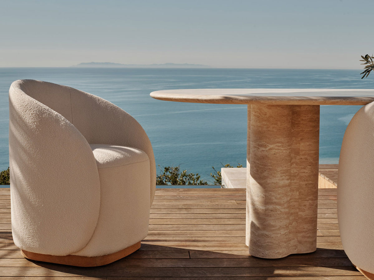 Harbour Porto Pill 108 Dining Table Natural Travertine