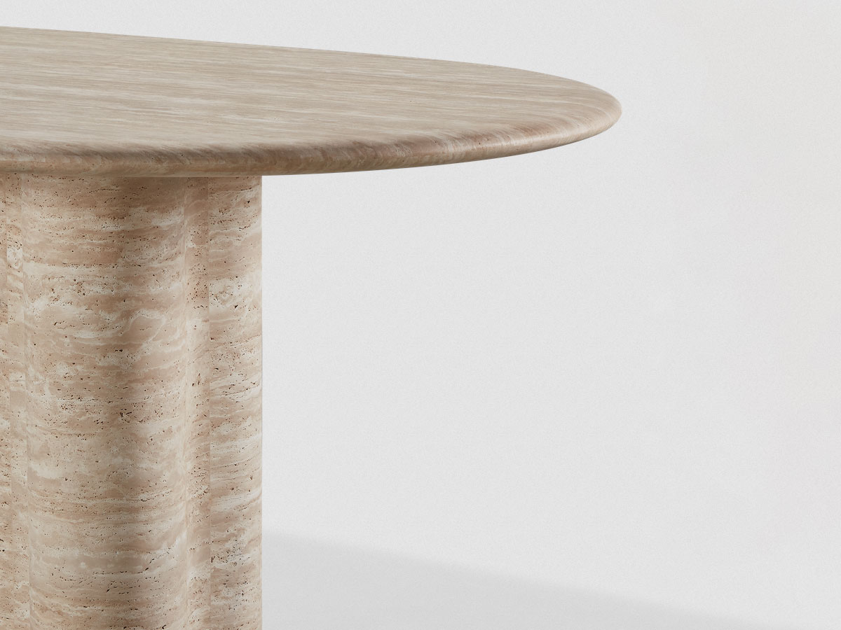 Harbour Porto Pill 108 Dining Table Natural Travertine