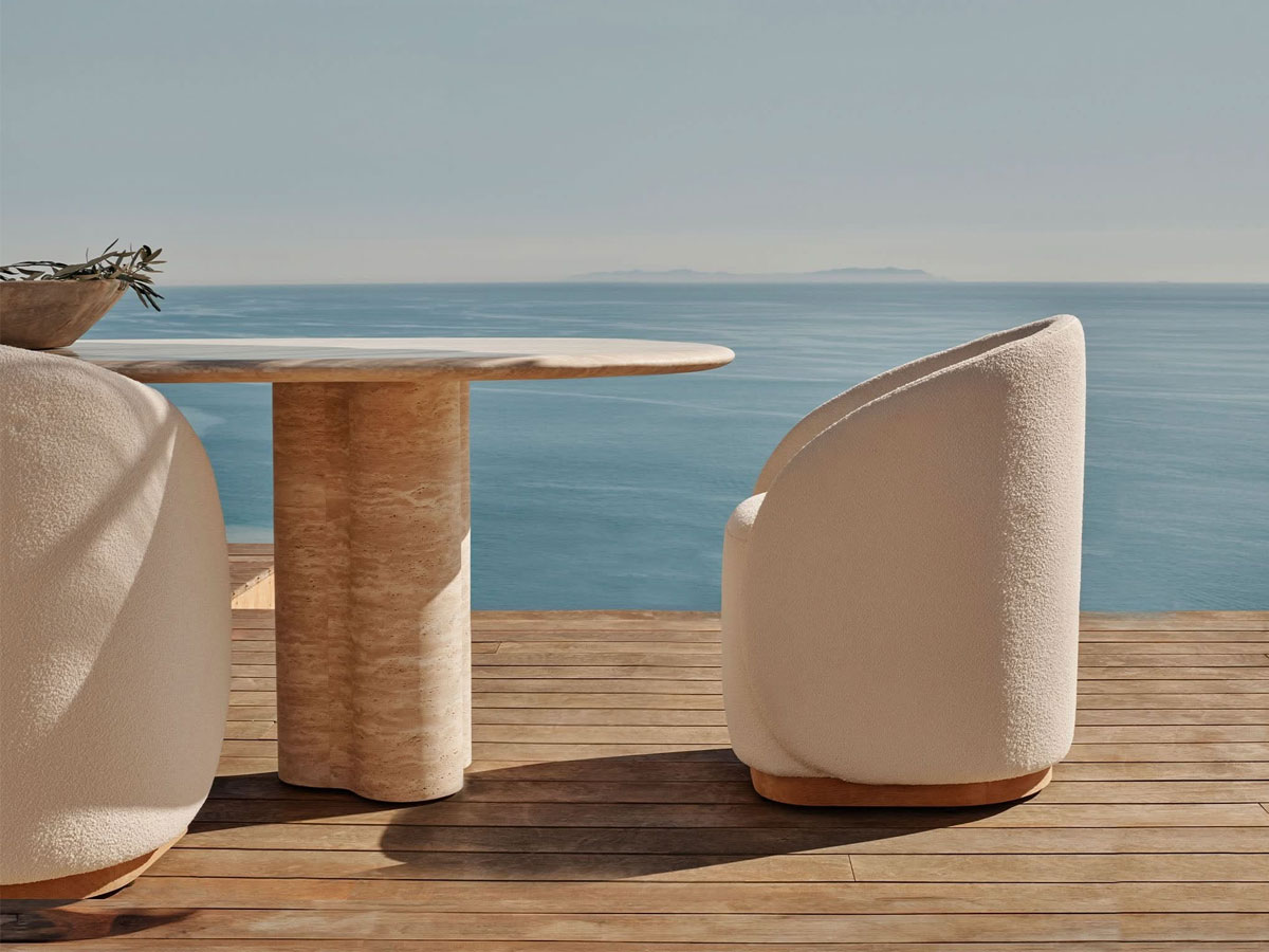 Harbour Porto Pill 108 Dining Table Natural Travertine
