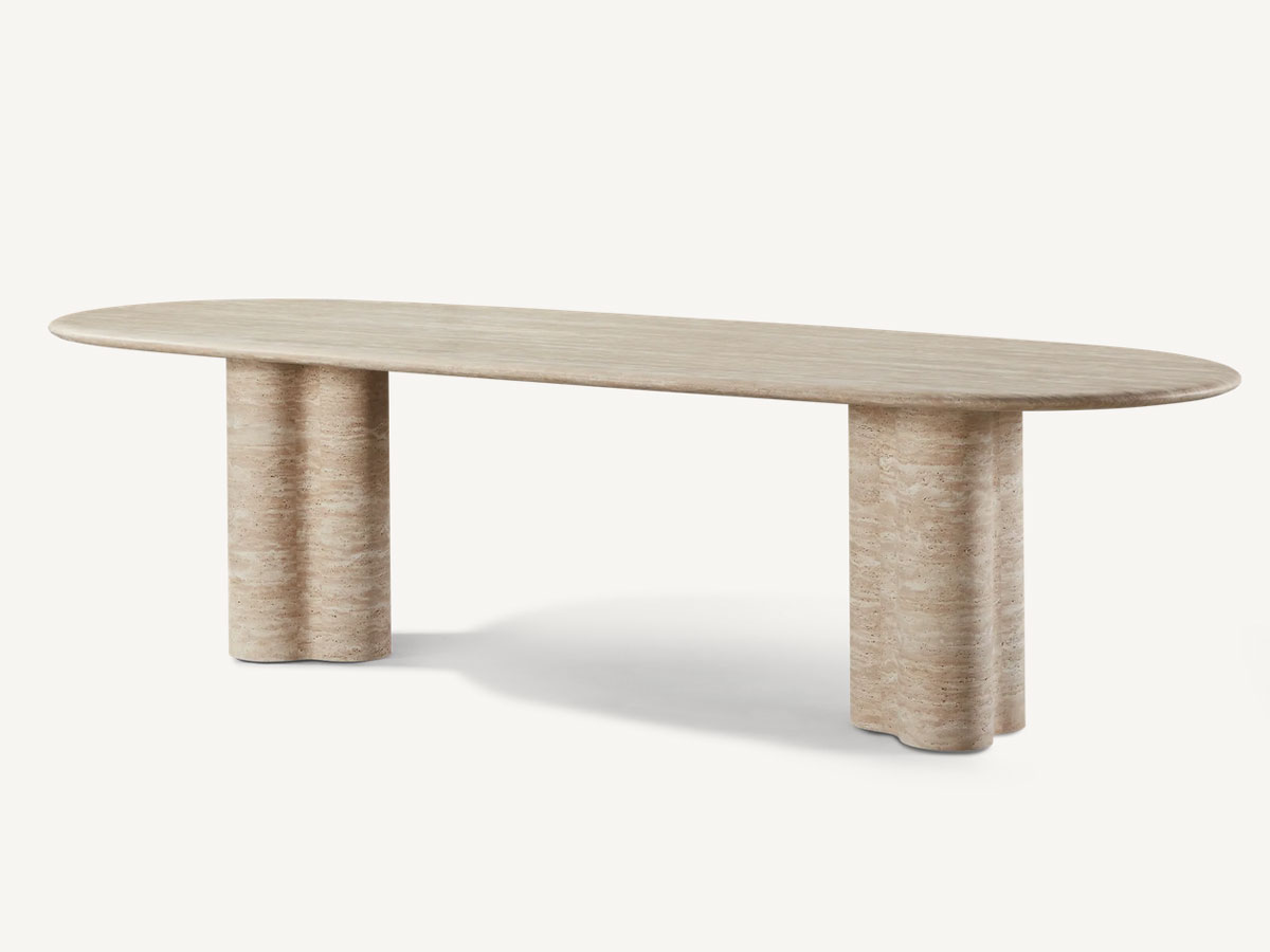 Harbour Porto Pill 108 Dining Table Natural Travertine
