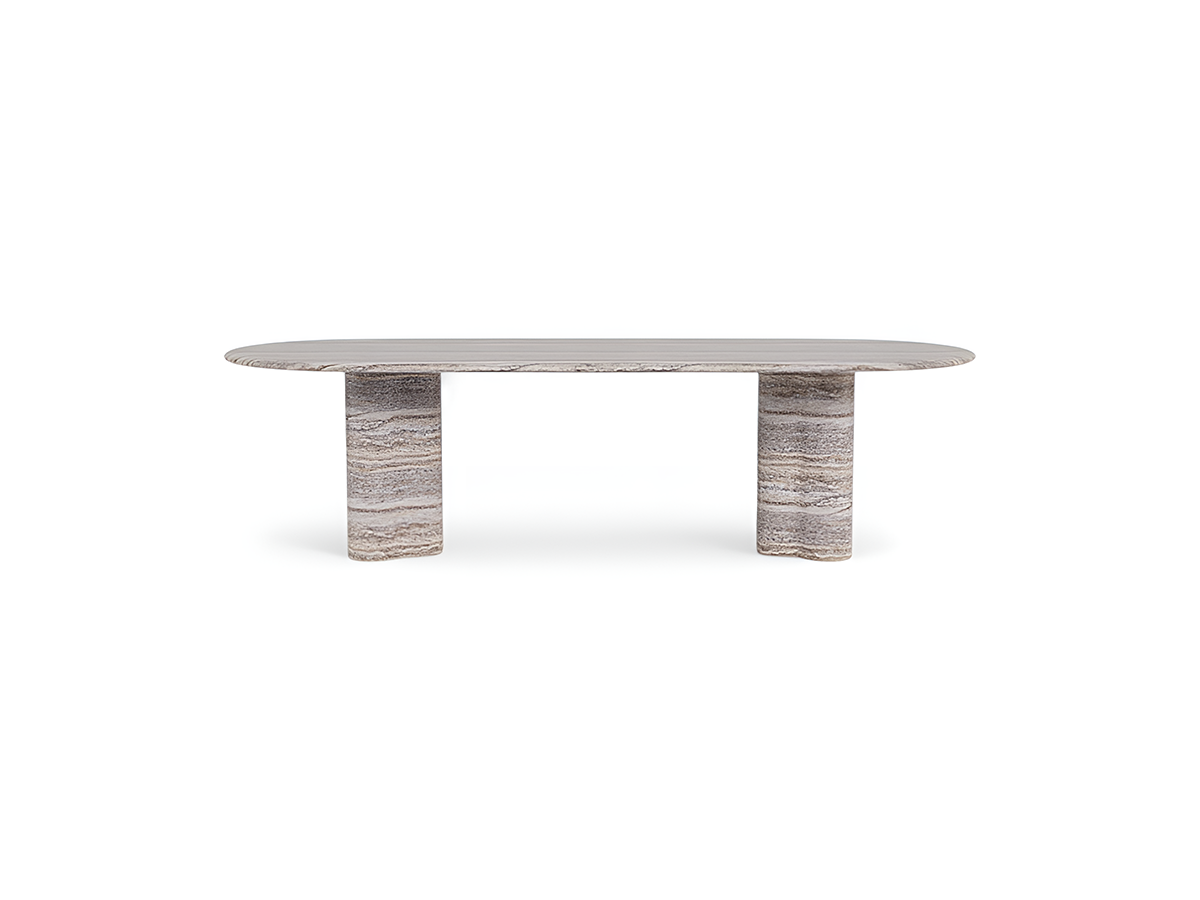 Harbour Porto Pill Dining Table Travertine Dark Grey