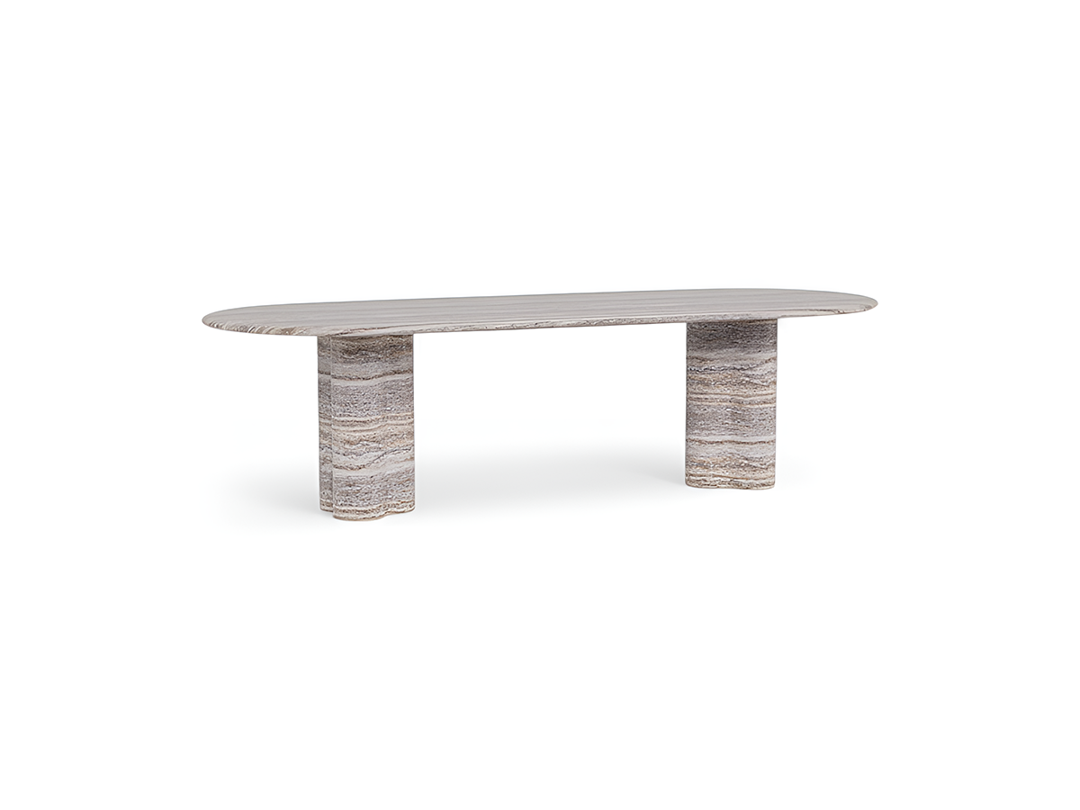 Harbour Porto Pill Dining Table Travertine Dark Grey