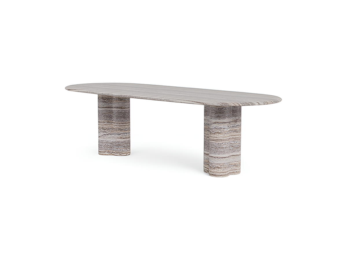 Harbour Porto Pill Dining Table Travertine Dark Grey