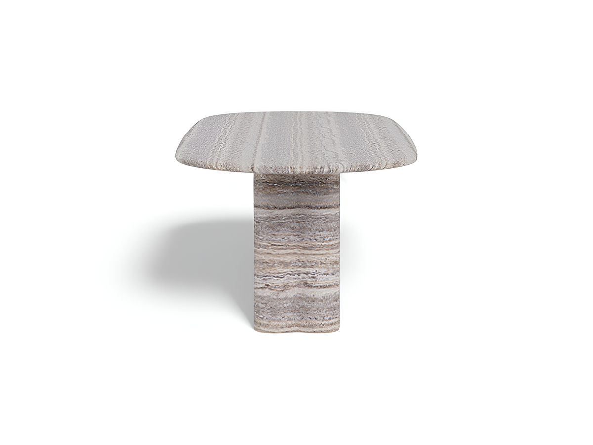 Harbour Porto Pill Dining Table Travertine Dark Grey