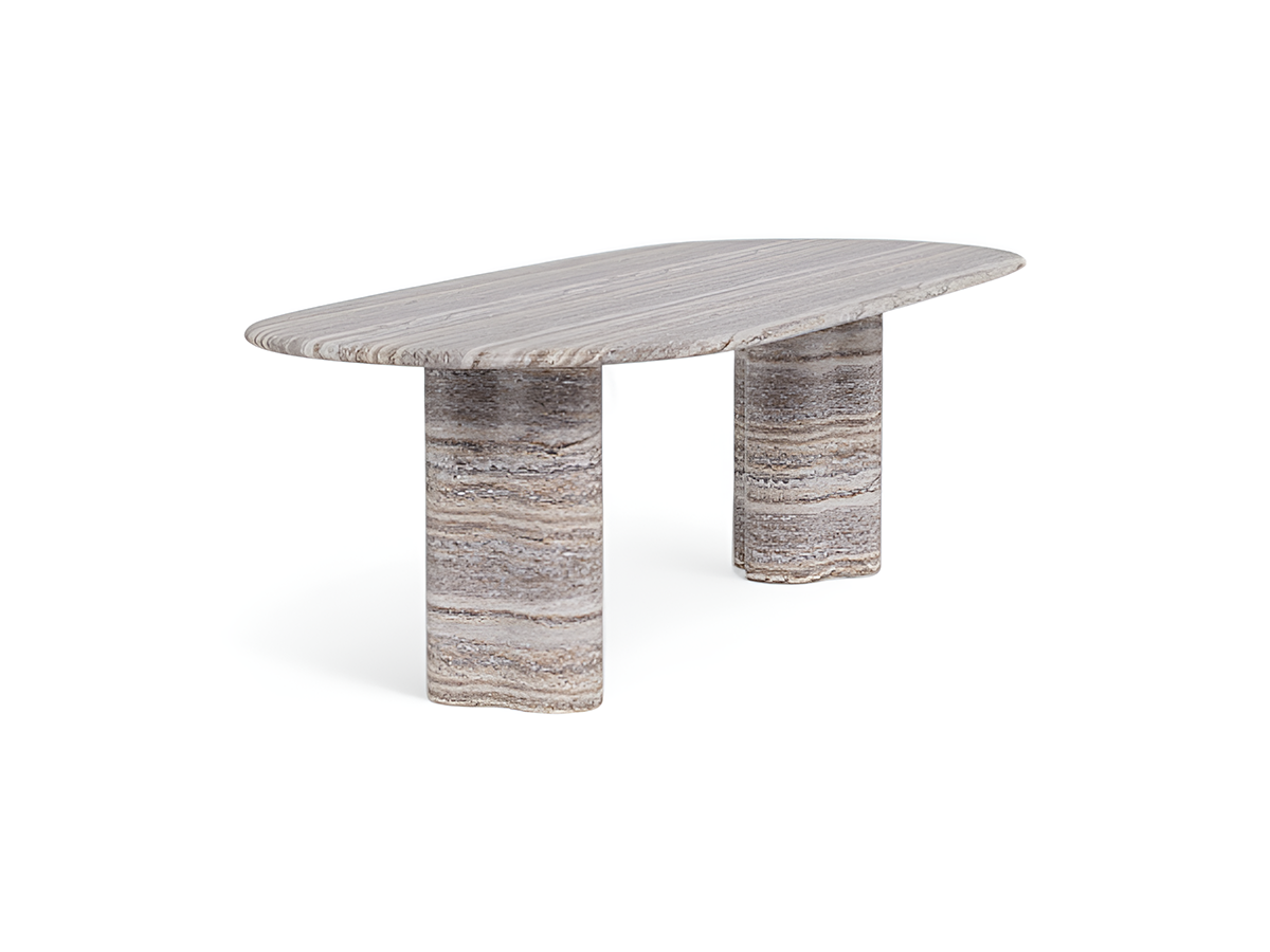 Harbour Porto Pill Dining Table Travertine Dark Grey