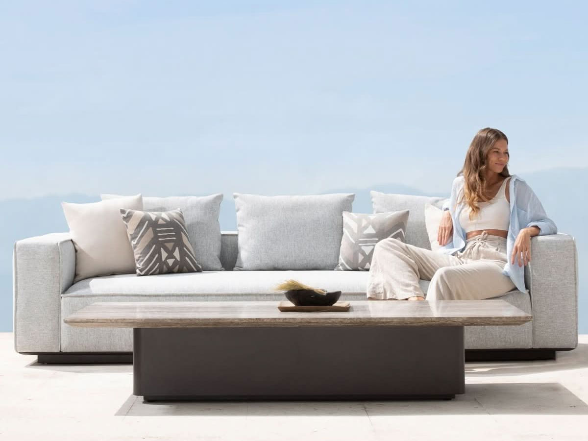Harbour Santorini Stone Coffee Table Asteroid Travertine Dark Grey