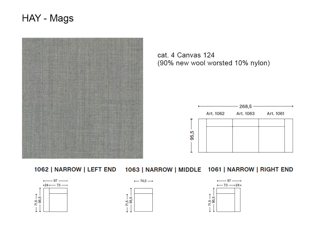 Hay Mags 3 Seater Sofa L 2685 Cm Canvas 124