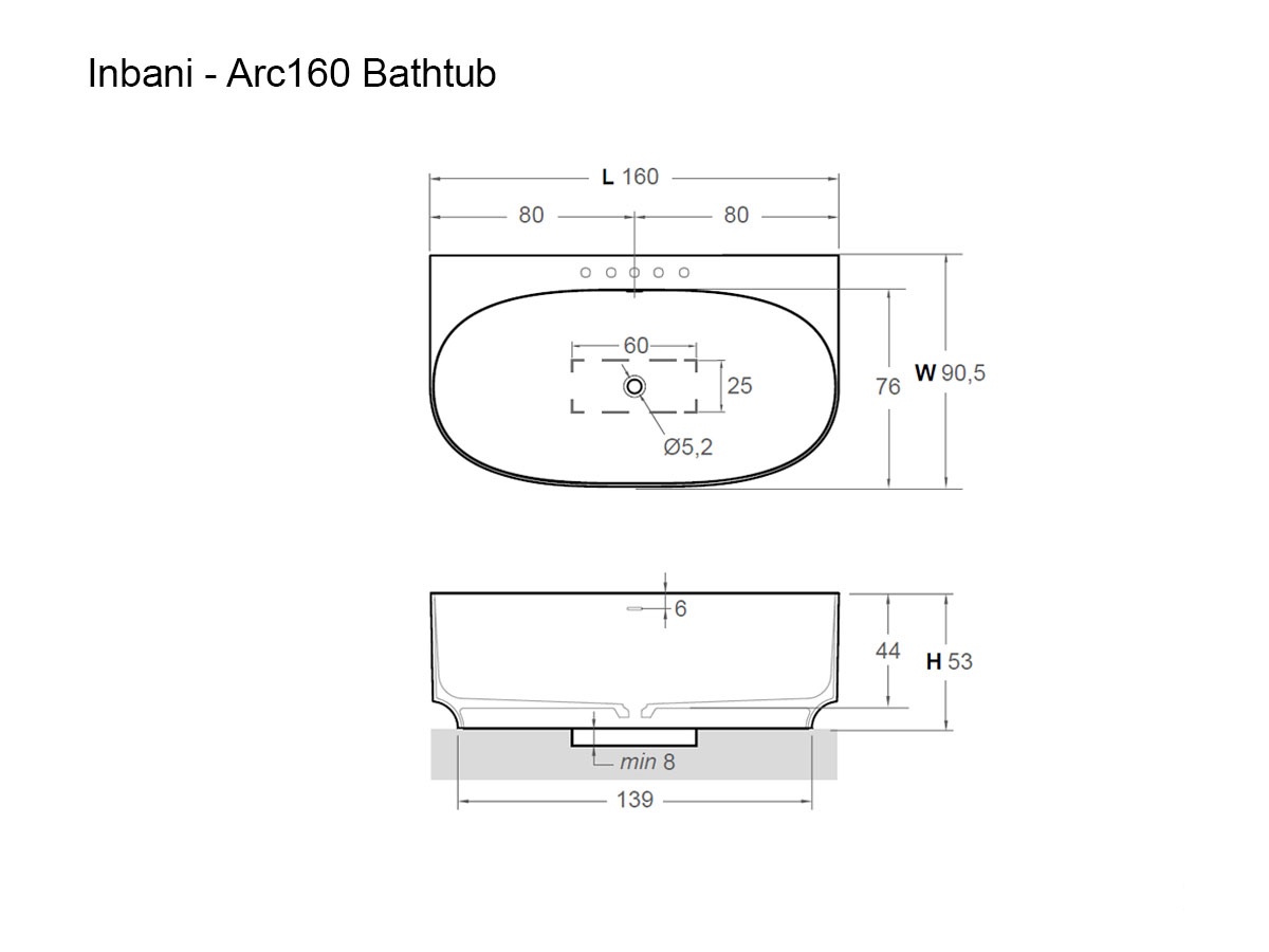 Inbani Arc160 Bathtub