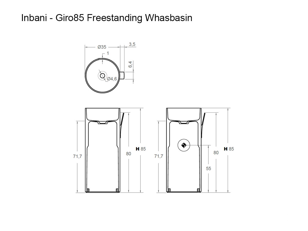 Inbani Giro85 Freestanding Washbasin