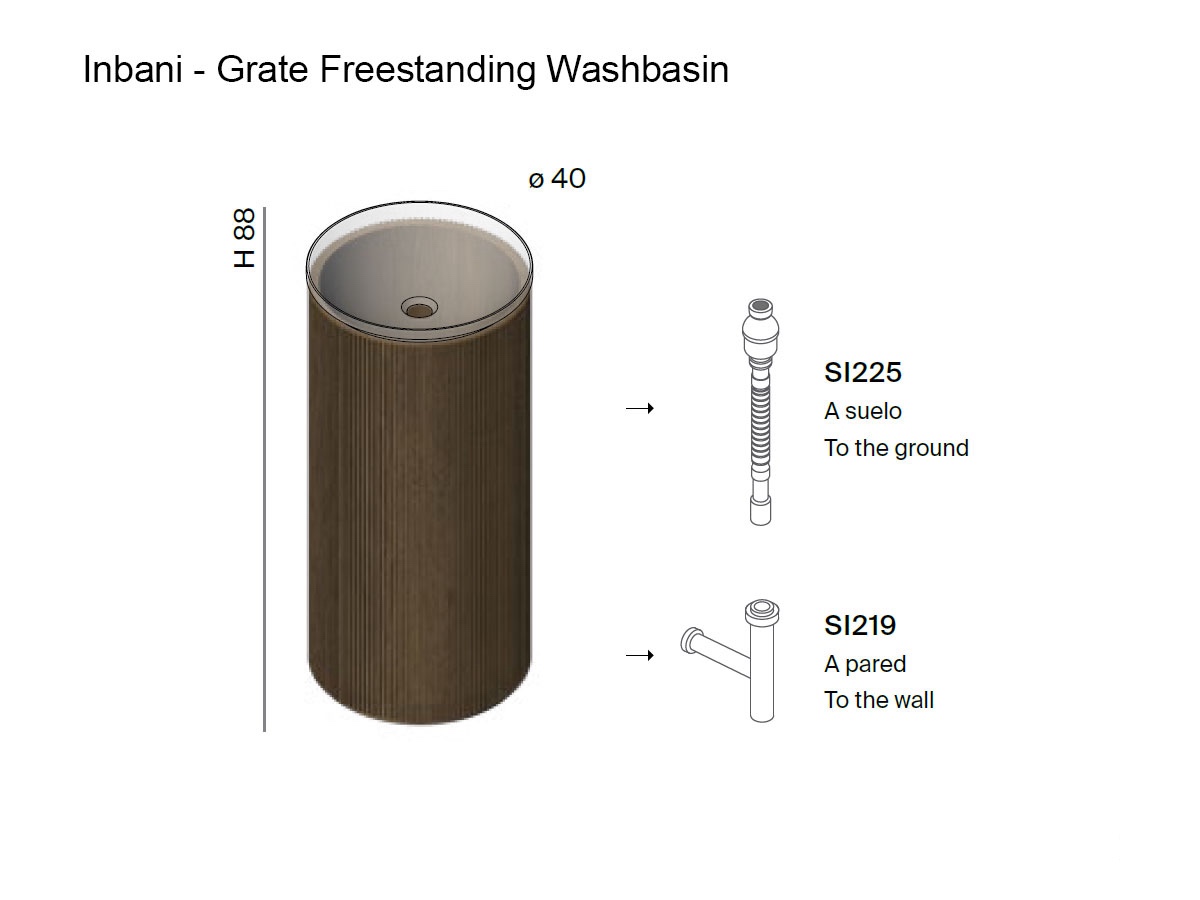 Inbani Grate Freestanding Washbasin Wood