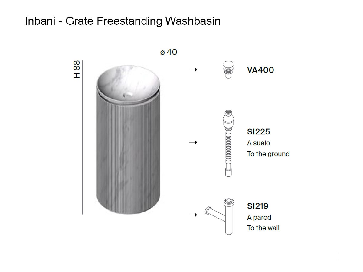 Inbani Grate Freestanding Washbasin Marble