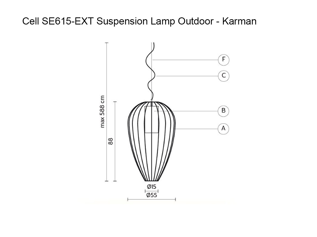 Karman Cell Se615 Ext Suspension Lamp Outdoor