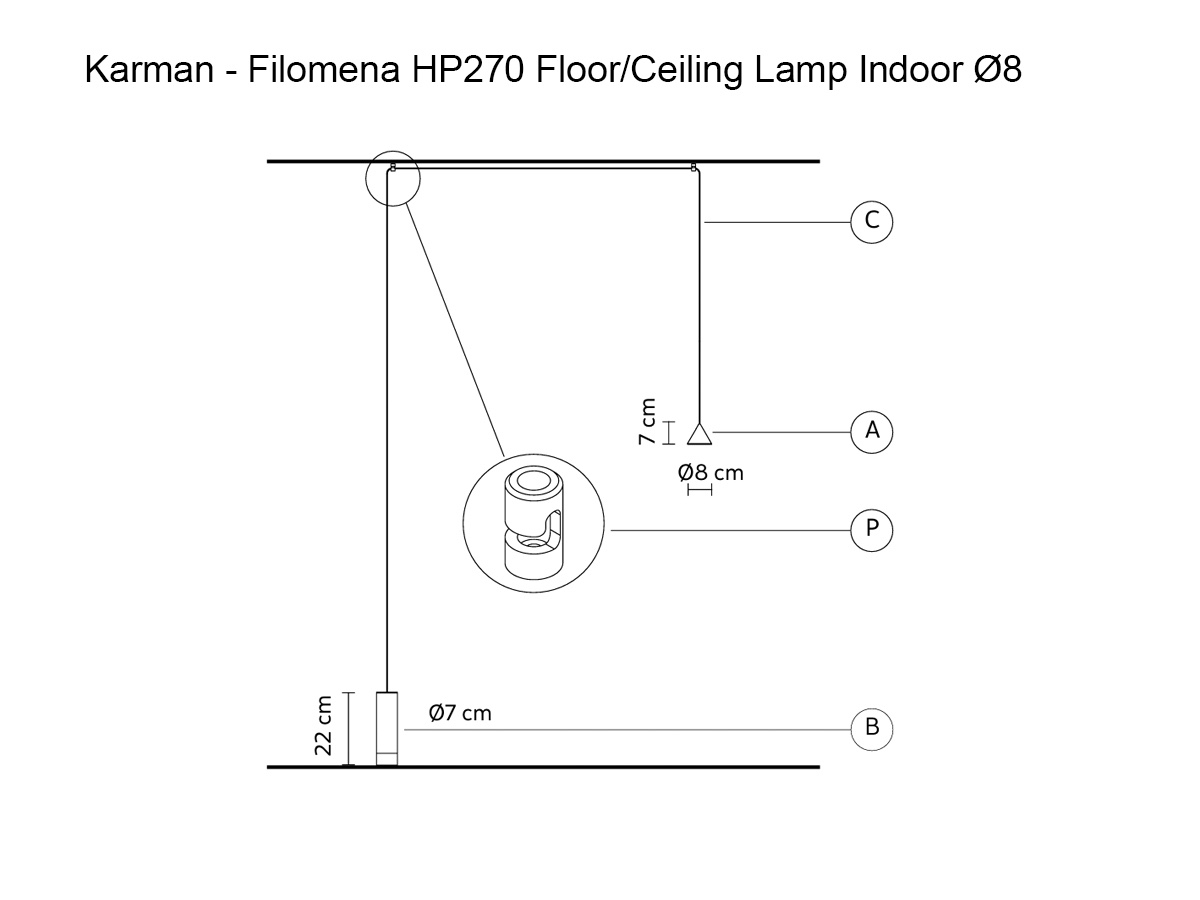 Торшер Karman Filomena HP270, потолочный для помещений Ø8