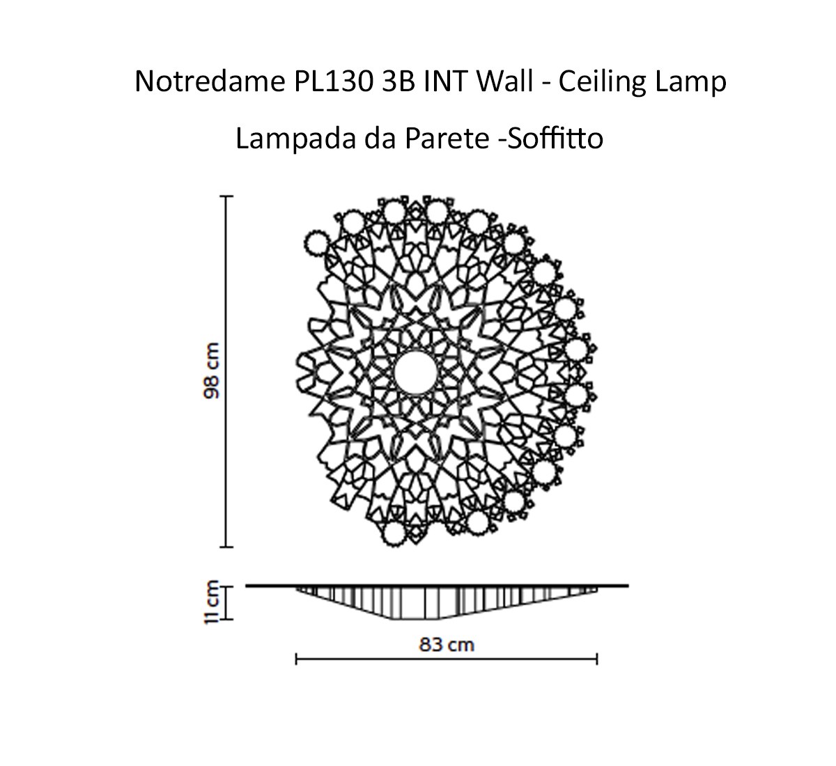 Karman Notredame Pl130 3b Int Wall Ceiling Lamp