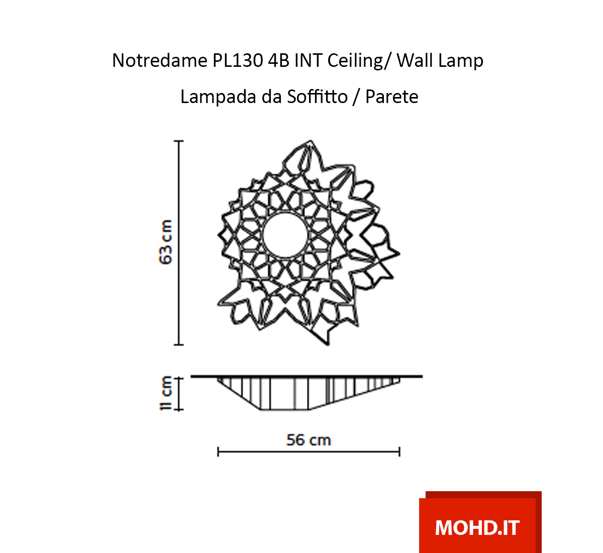 Karman Notredame Pl130 4b Int Wall Ceiling Lamp