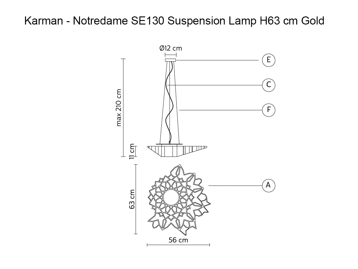 Karman Notredame Se130 Suspension Lamp H63 Cm Gold