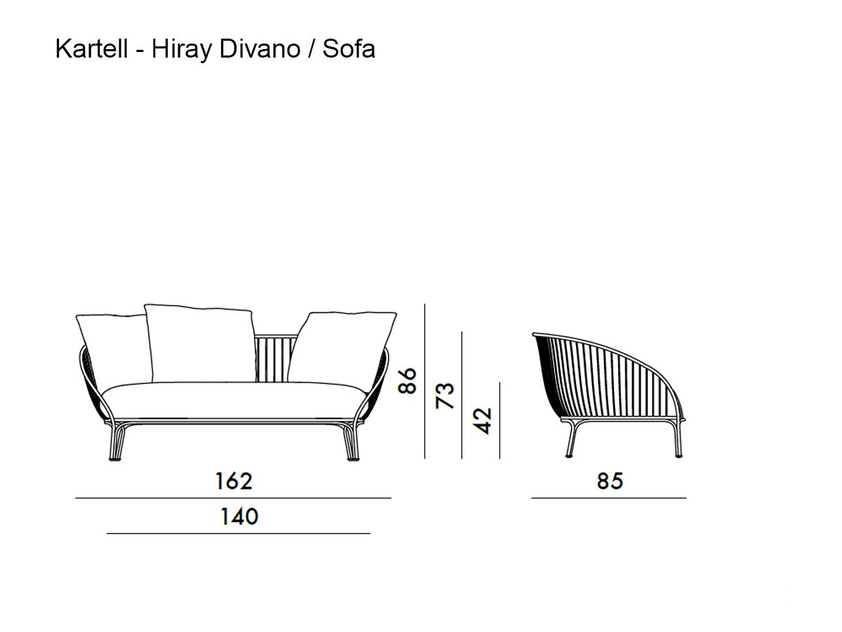 Kartell Hiray Outdoor Sofa With Cushions