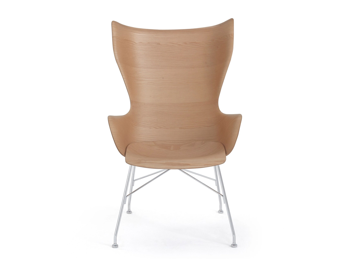 Kartell Kwood Armchair Light Wood Chrome