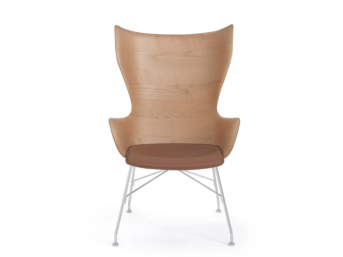 Kartell Kwood Armchair Light Wood Chrome