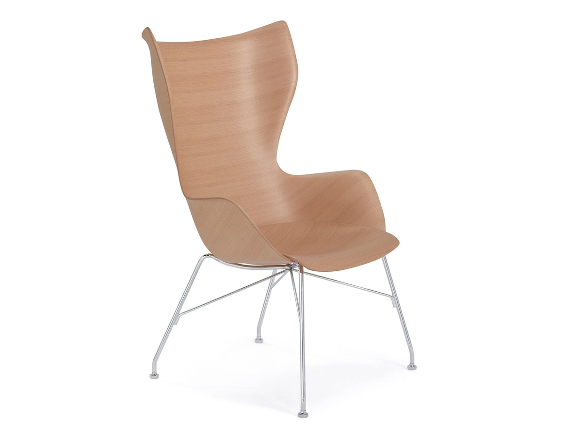 Kartell Kwood Armchair Light Wood Chrome