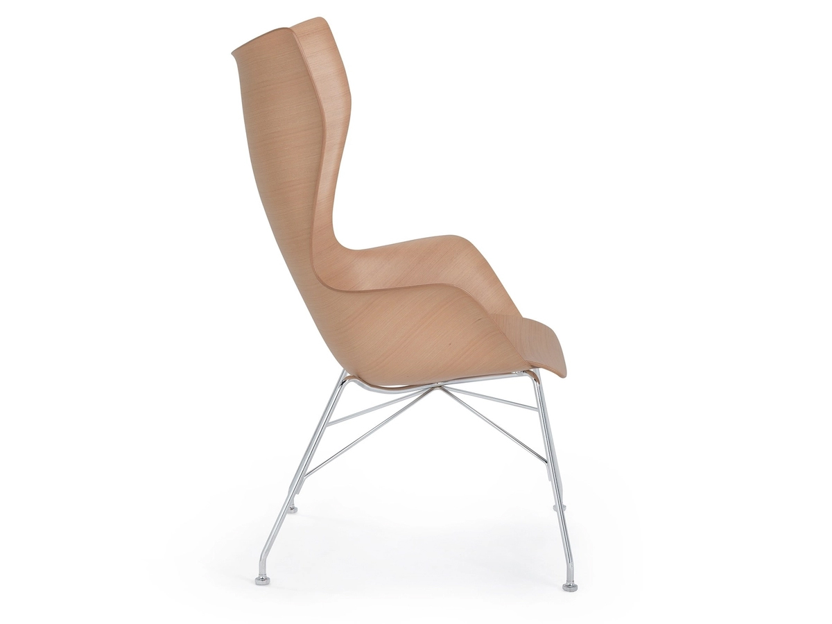 Kartell Kwood Armchair Light Wood Chrome