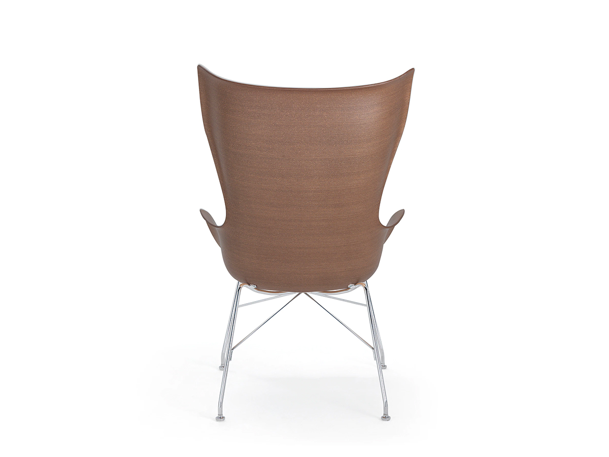 Kartell Kwood Armchair Dark Wood Chrome