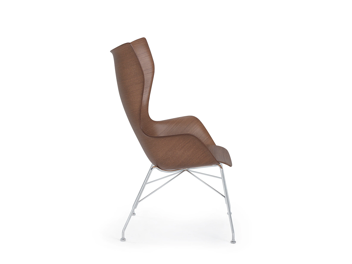 Kartell Kwood Armchair Dark Wood Chrome