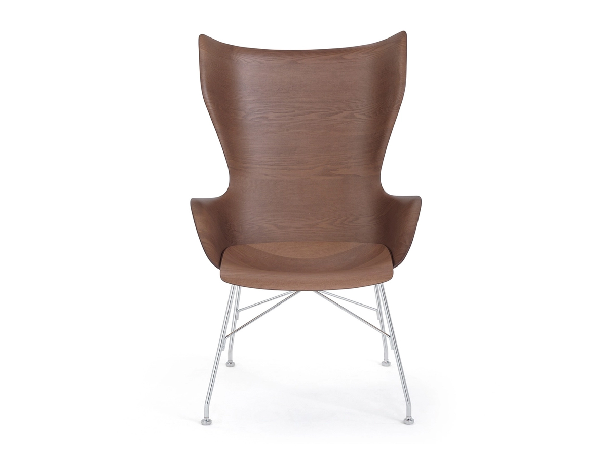 Kartell Kwood Armchair Dark Wood Chrome