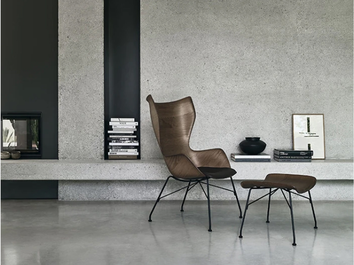Kartell Kwood Armchair Dark Wood Chrome