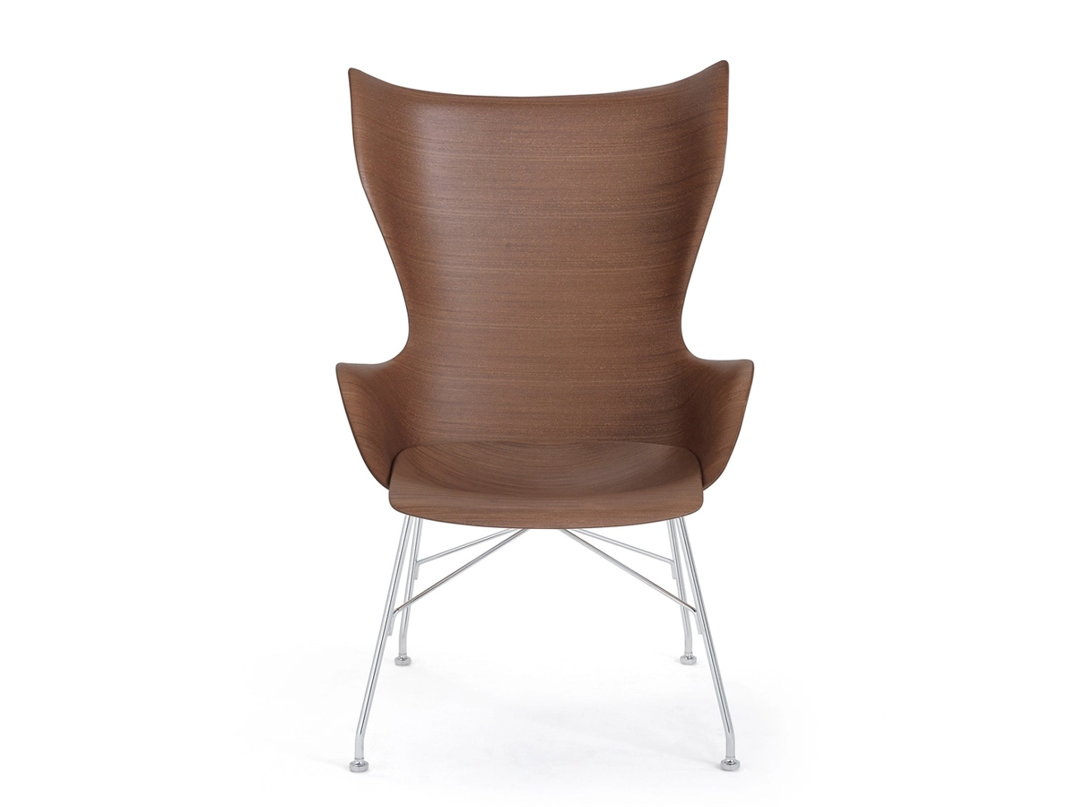 Kartell Kwood Armchair Dark Wood Chrome