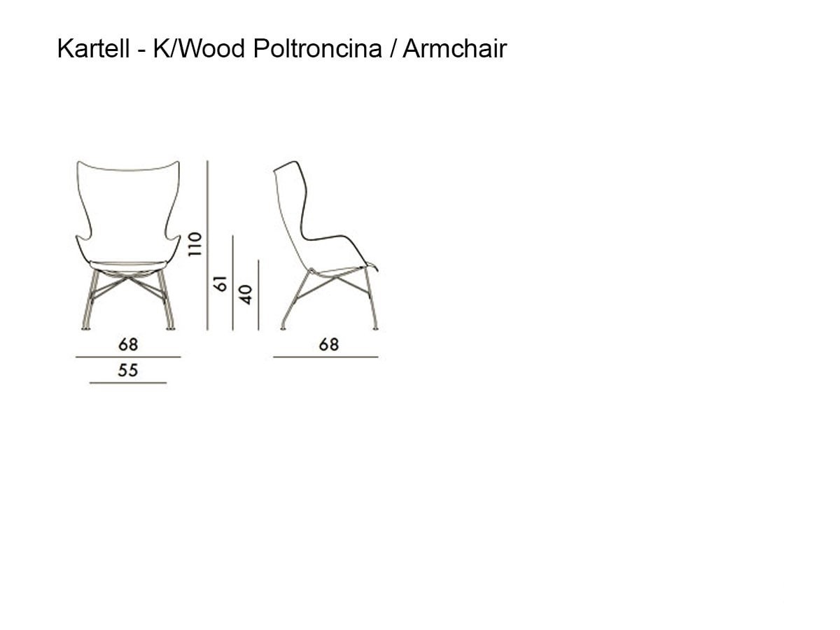 Kartell Kwood Armchair Light Wood Chrome