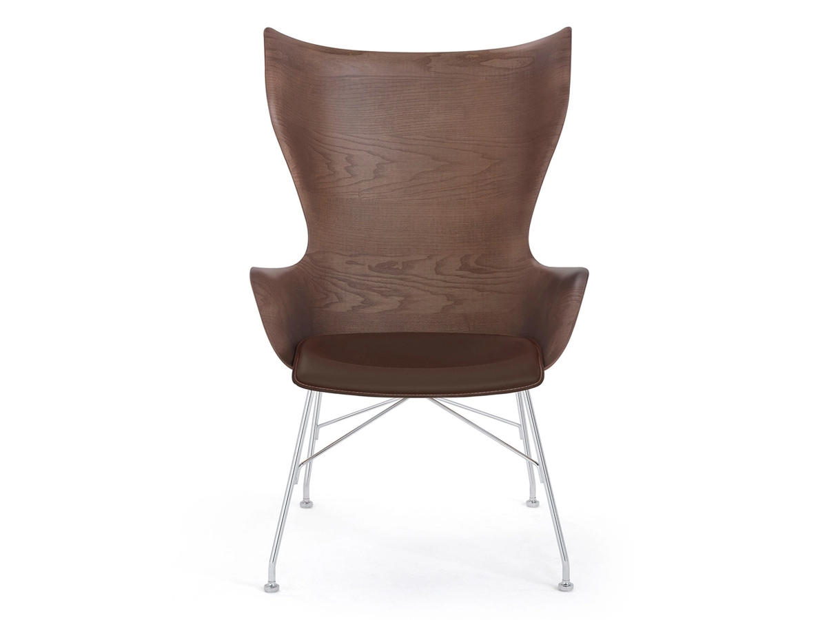 Kartell Kwood Armchair Dark Wood Chrome