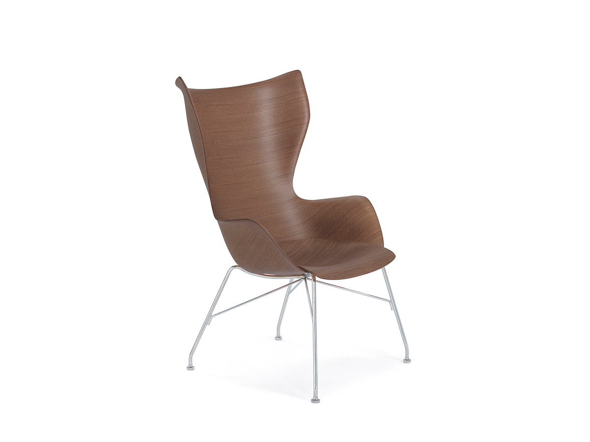 Kartell Kwood Armchair Dark Wood Chrome