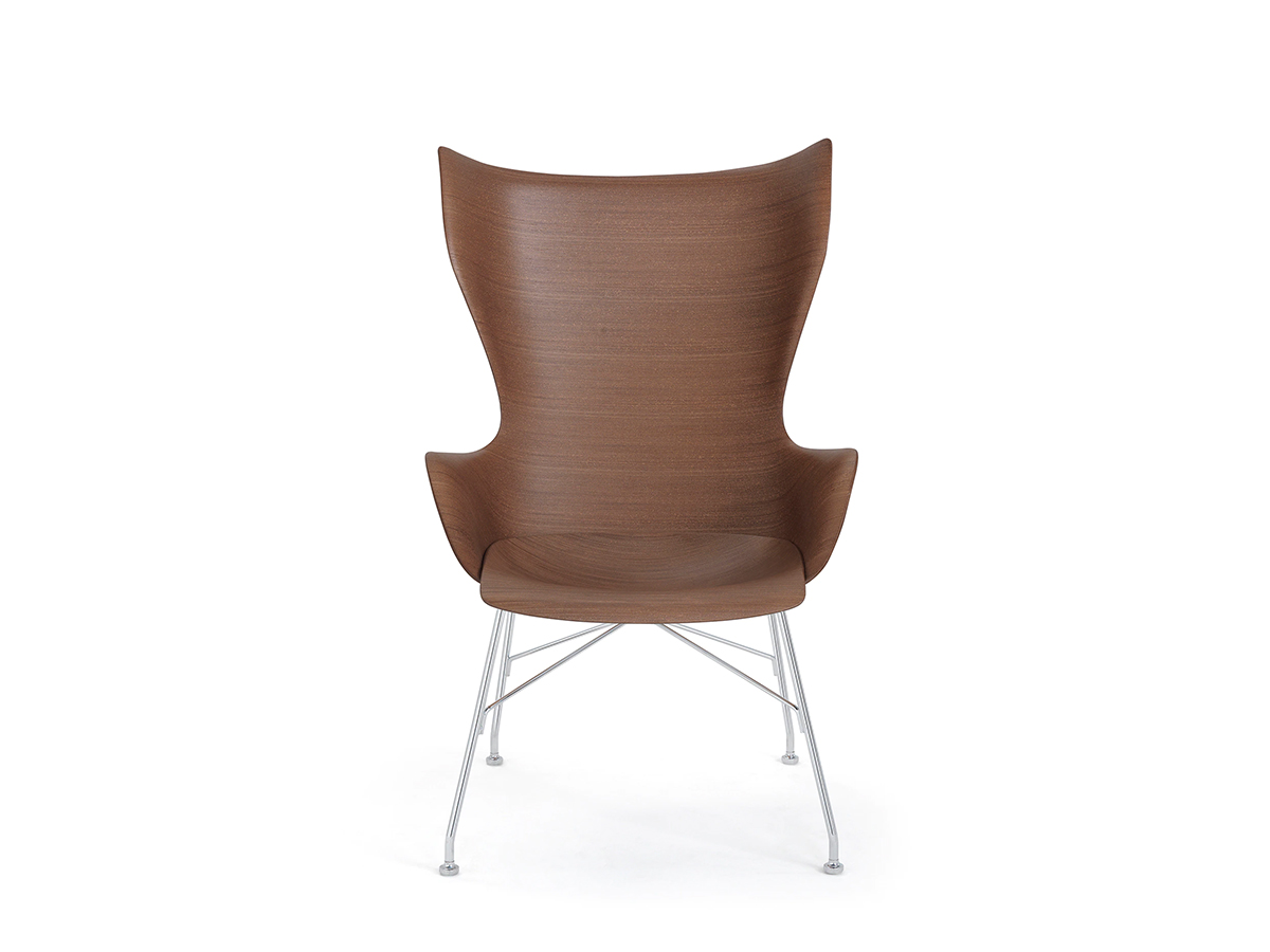 Kartell Kwood Armchair Dark Wood Chrome